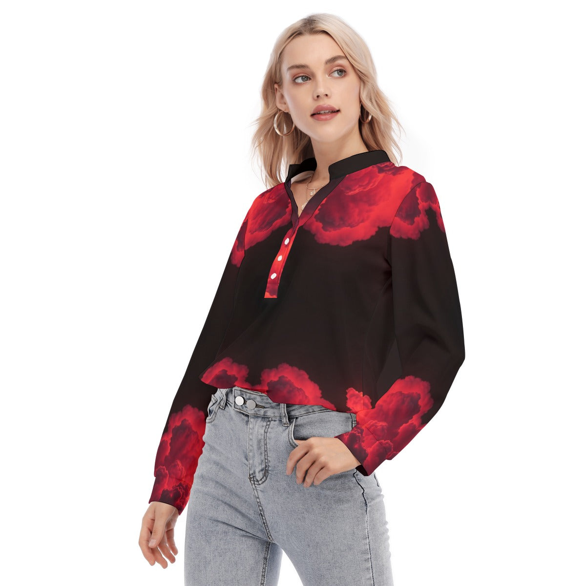 Women's Long Sleeve Blouse With Button Closure