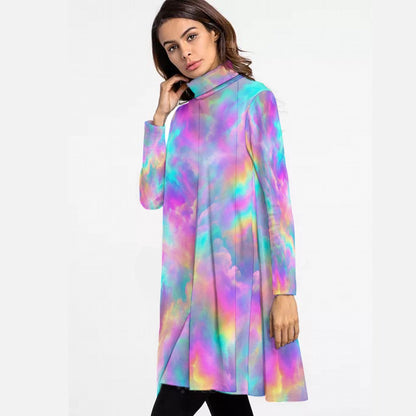 Women's High Neck Dress With Long Sleeve