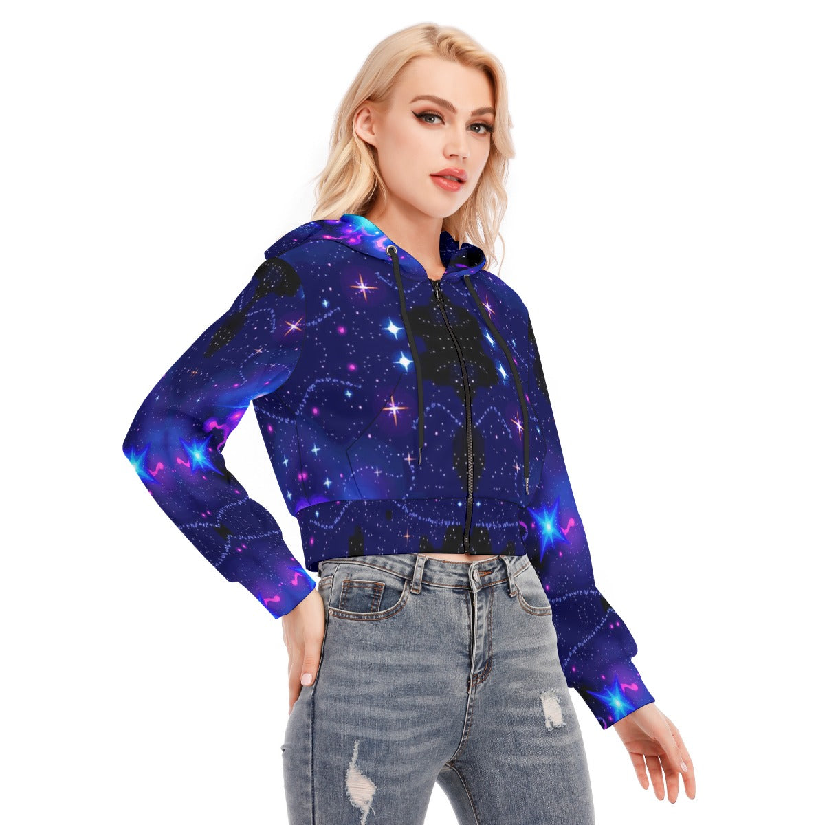 Women's Crop Top Hoodie With Zipper Closure