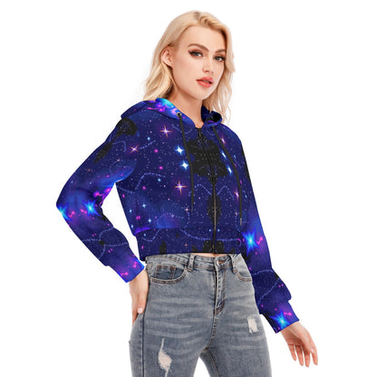 Women's Crop Top Hoodie With Zipper Closure