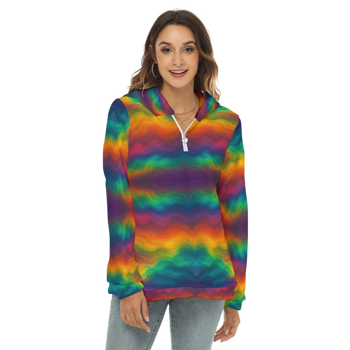 Women's Borg Fleece Hoodie With Half Zip