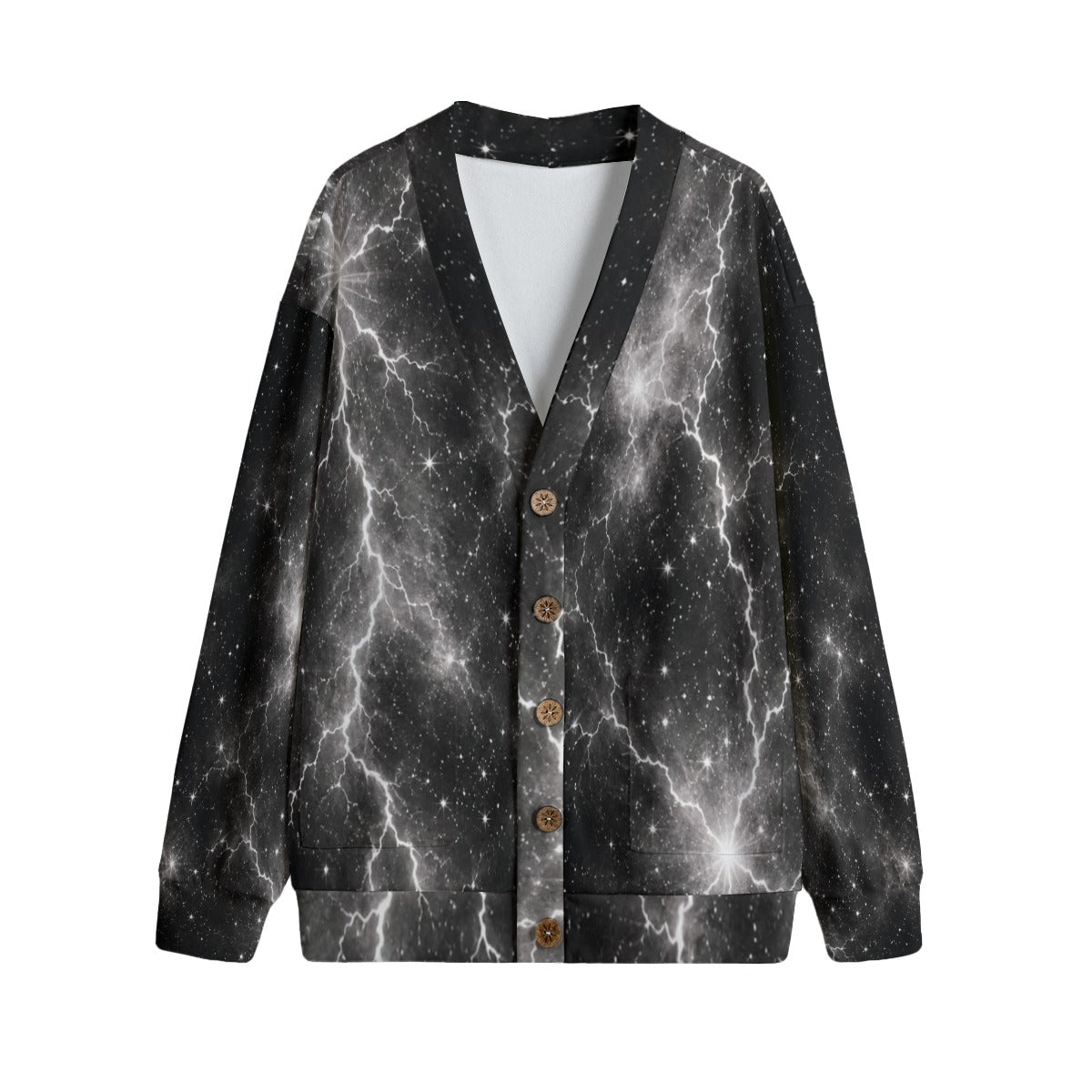 Unisex V-Neck Knitted-Fleece Button Cardigan - view 1