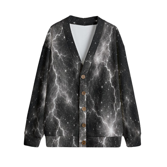 Unisex V-Neck Knitted-Fleece Button Cardigan - view 1