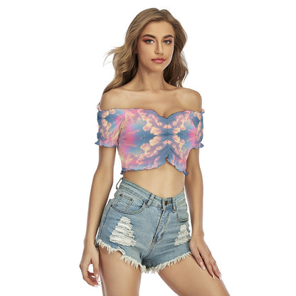 Women's One-shoulder Off-the-navel Short Sleeve T-shirt