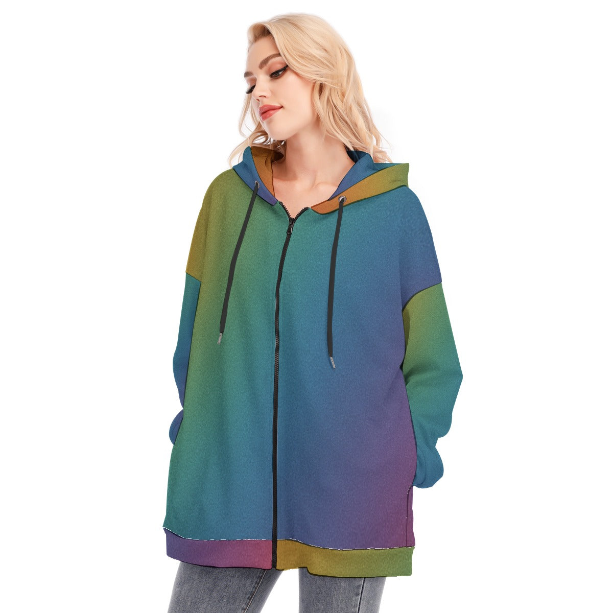 Women's Long Hoodie With Zipper Closure