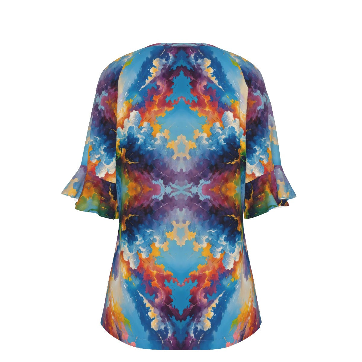 V-neck Women's T-shirt With Bell Sleeve