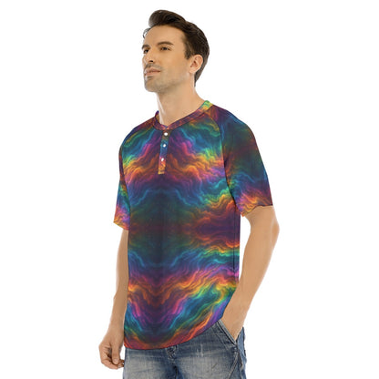 Men's Raglan Sleeve T-shirt With Button Closure