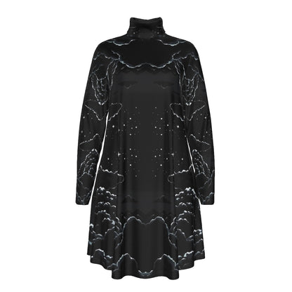 Women's High Neck Dress With Long Sleeve