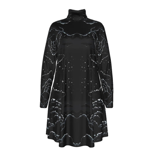 Women's High Neck Dress With Long Sleeve