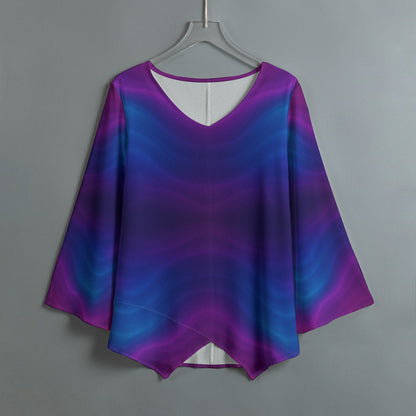 Women's V-neck T-shirt With Irregular Hem