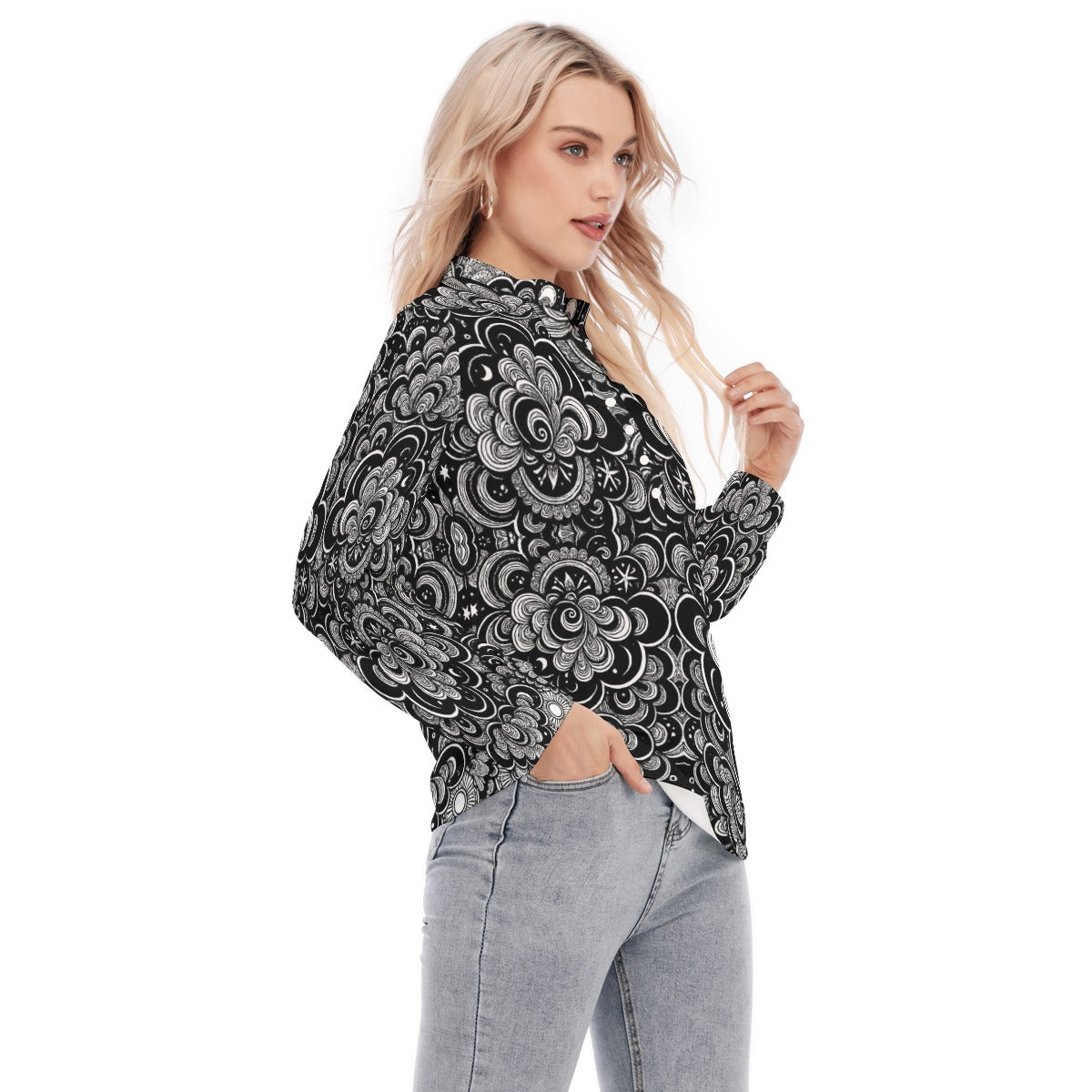 Women's Long Sleeve Blouse With Button Closure