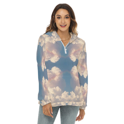 Women's Borg Fleece Hoodie With Half Zip