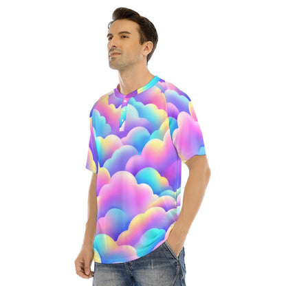 Men's Raglan Sleeve T-shirt With Button Closure