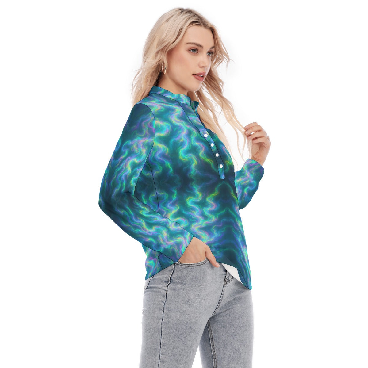 Women's Long Sleeve Blouse With Button Closure