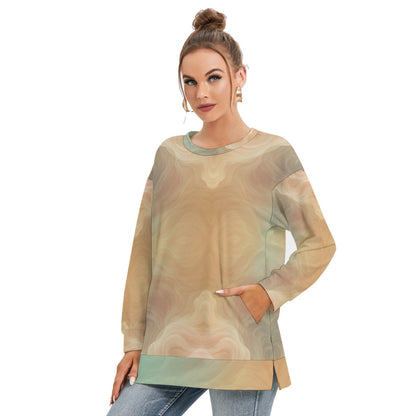 Women's Side Split O-neck Sweatshirt