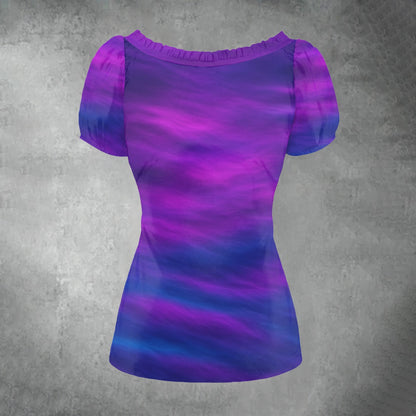 Women's Puff Sleeve Pleated Shirt