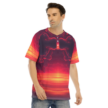 Men's Raglan Sleeve T-shirt With Button Closure