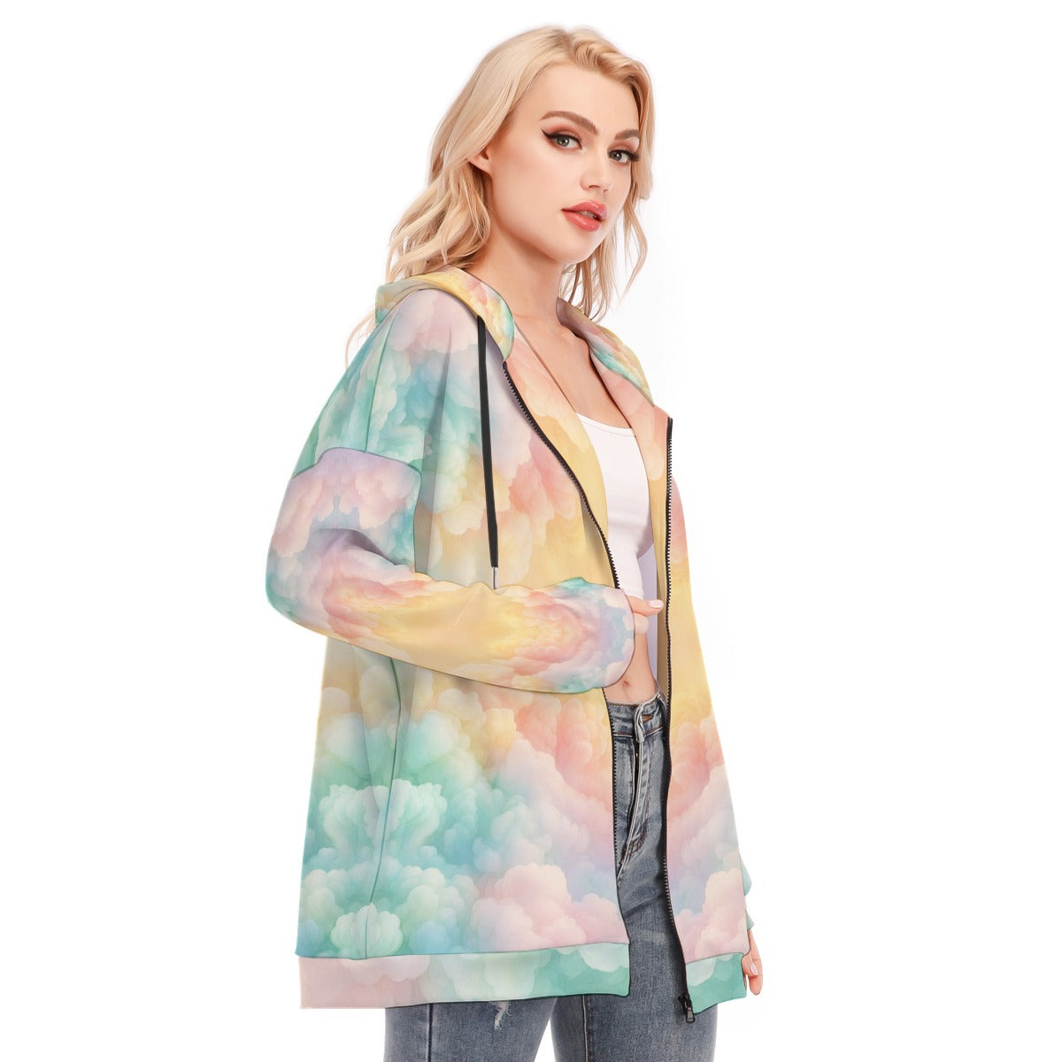 Women's Long Hoodie With Zipper Closure