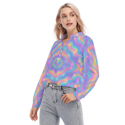 Women's Long Sleeve Blouse With Button Closure