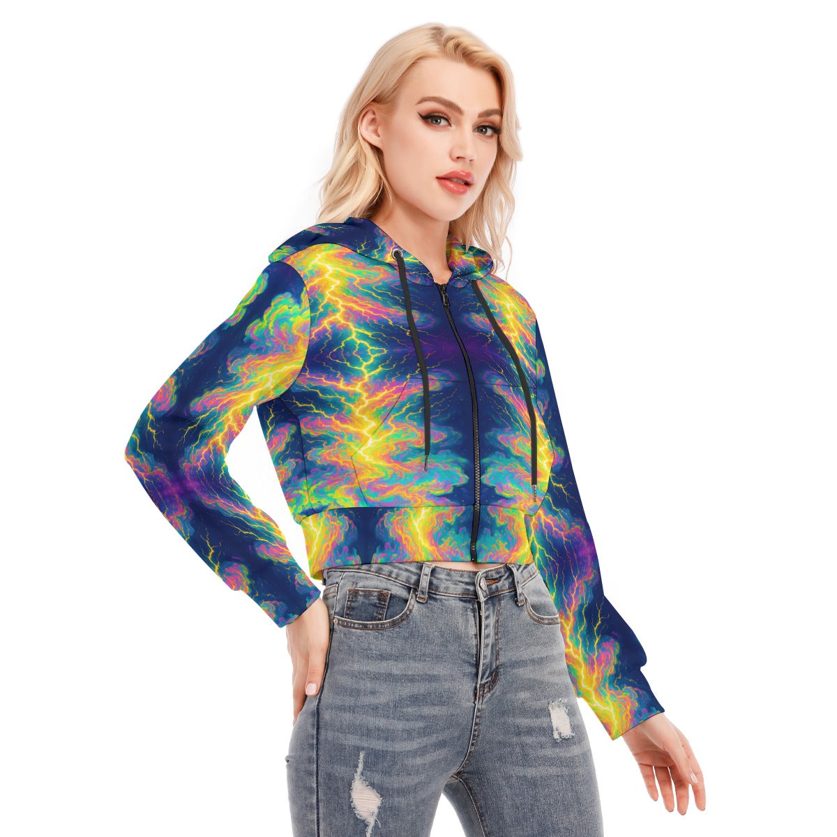Women's Crop Top Hoodie With Zipper Closure