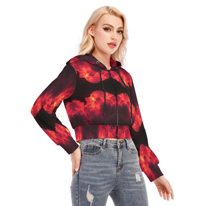 Women's Crop Top Hoodie With Zipper Closure