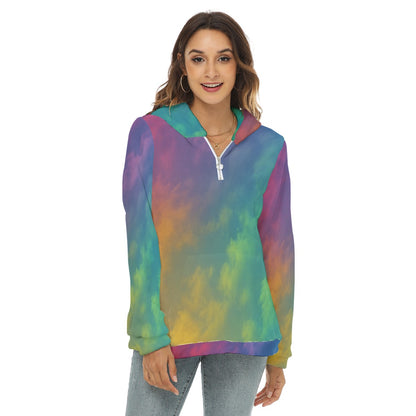 Women's Borg Fleece Hoodie With Half Zip