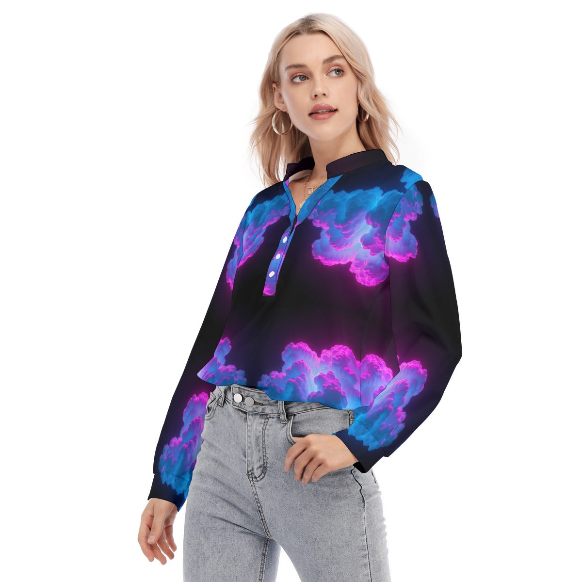 Women's Long Sleeve Blouse With Button Closure