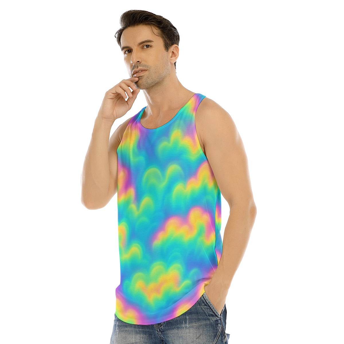 Men's Curved Hem Long Tank Top