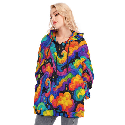 Women's Long Hoodie With Zipper Closure