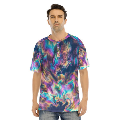 Men's Raglan Sleeve T-shirt With Button Closure