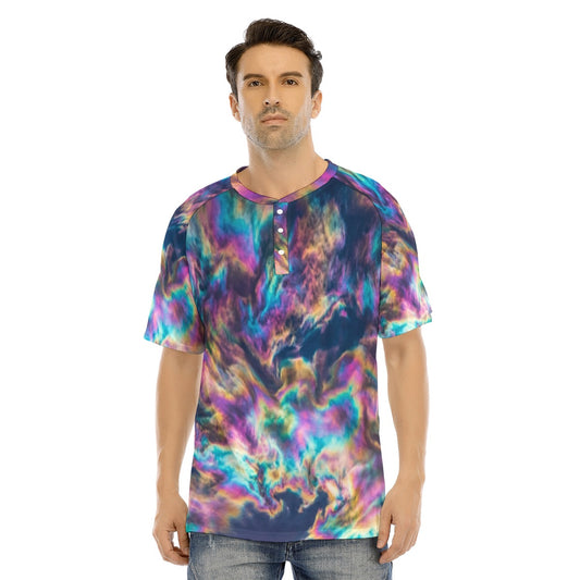 Men's Raglan Sleeve T-shirt With Button Closure