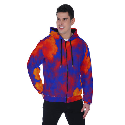 Men's Heavy Fleece Raglan Zip Up Hoodie With Pocket