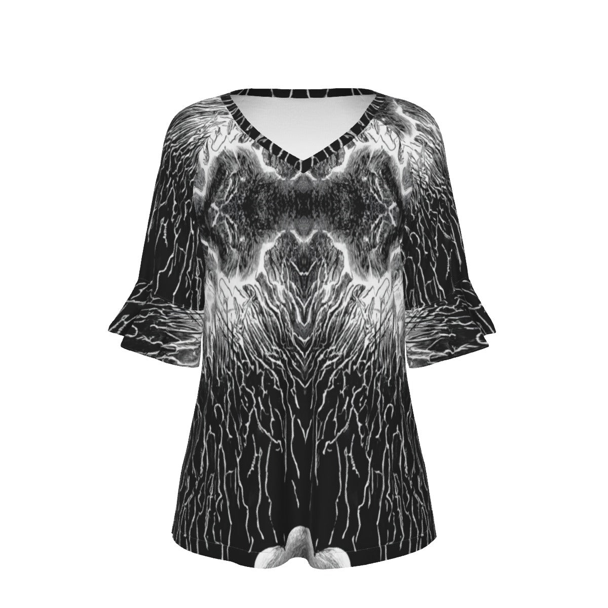 V-neck Women's T-shirt With Bell Sleeve