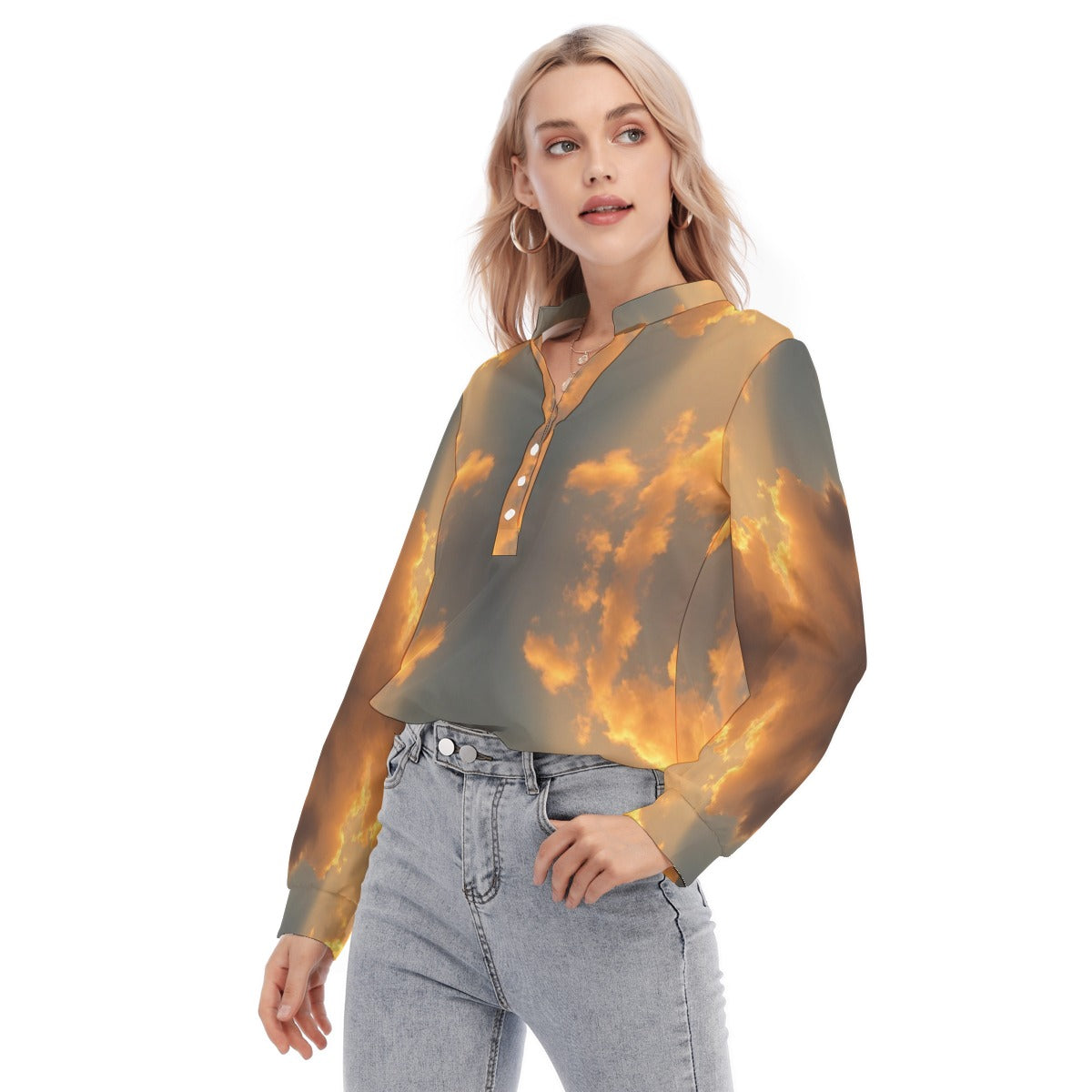 Women's Long Sleeve Blouse With Button Closure