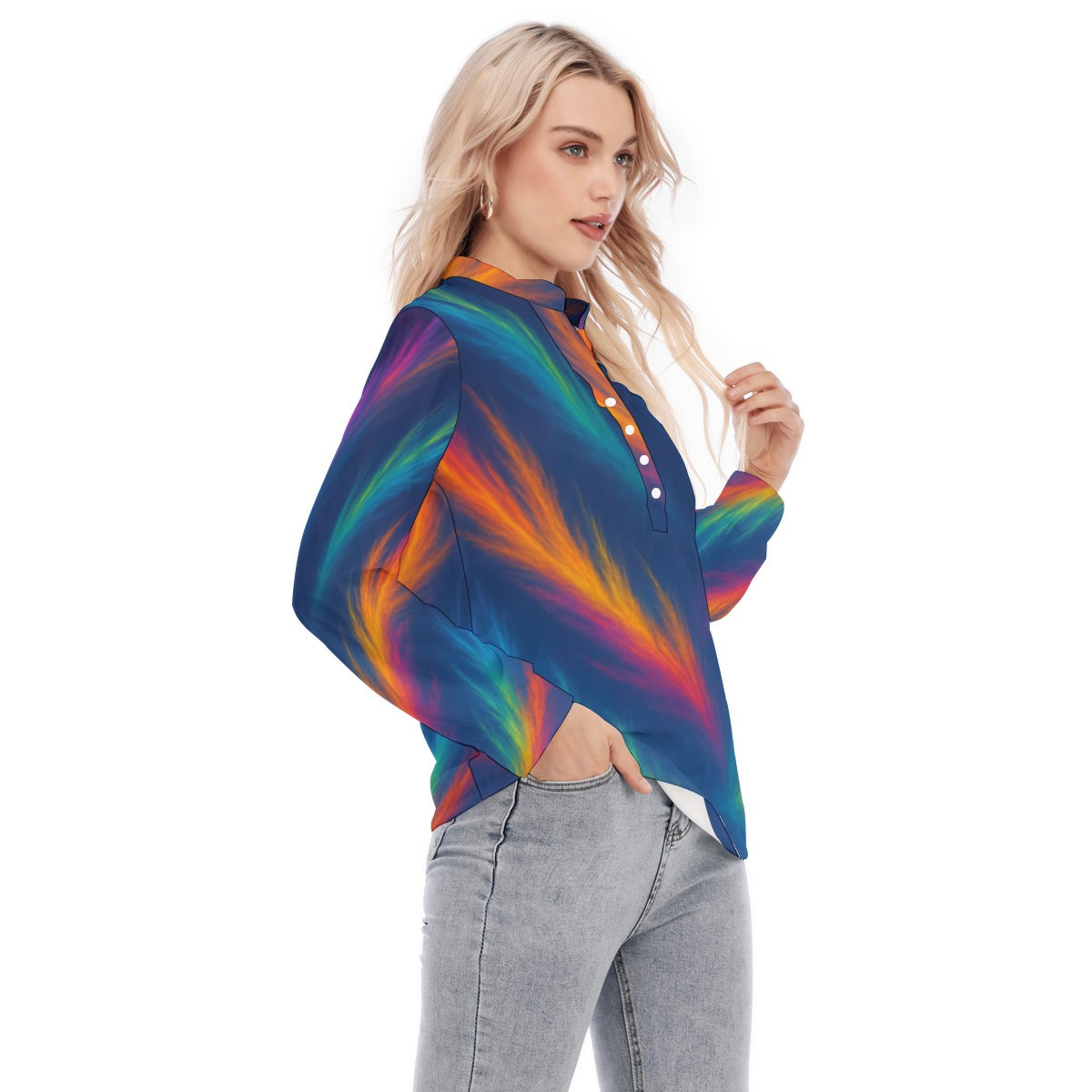 Women's Long Sleeve Blouse With Button Closure