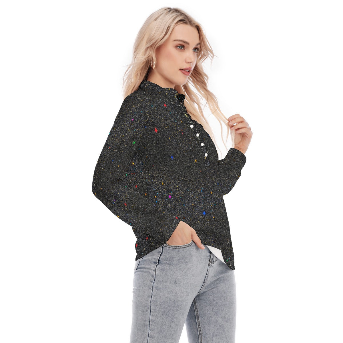 Women's Long Sleeve Blouse With Button Closure