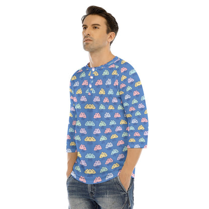 Men's Bracelet Sleeve T-shirt With Button Closure - view 3