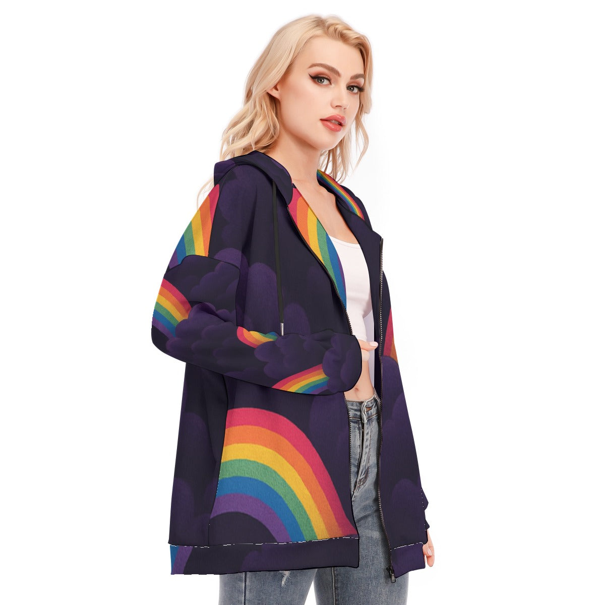 Women's Long Hoodie With Zipper Closure