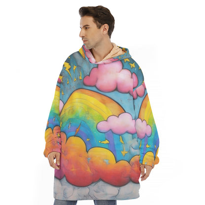 Unisex Sherpa Fleece Hoodie Blanket