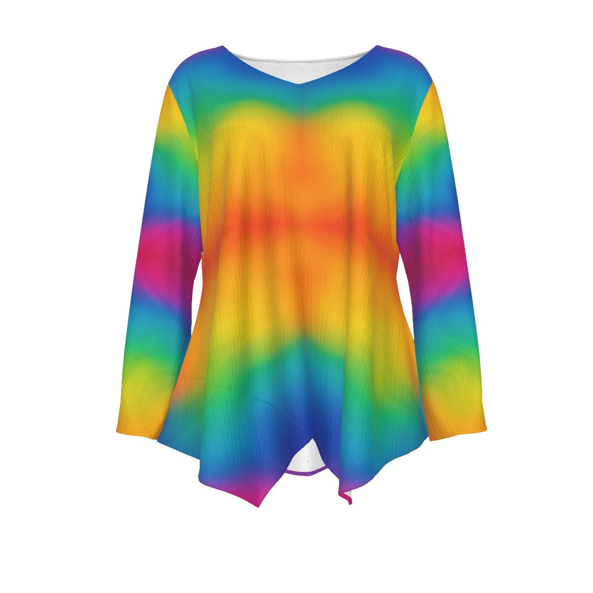 Women's V-neck T-shirt With Irregular Hem