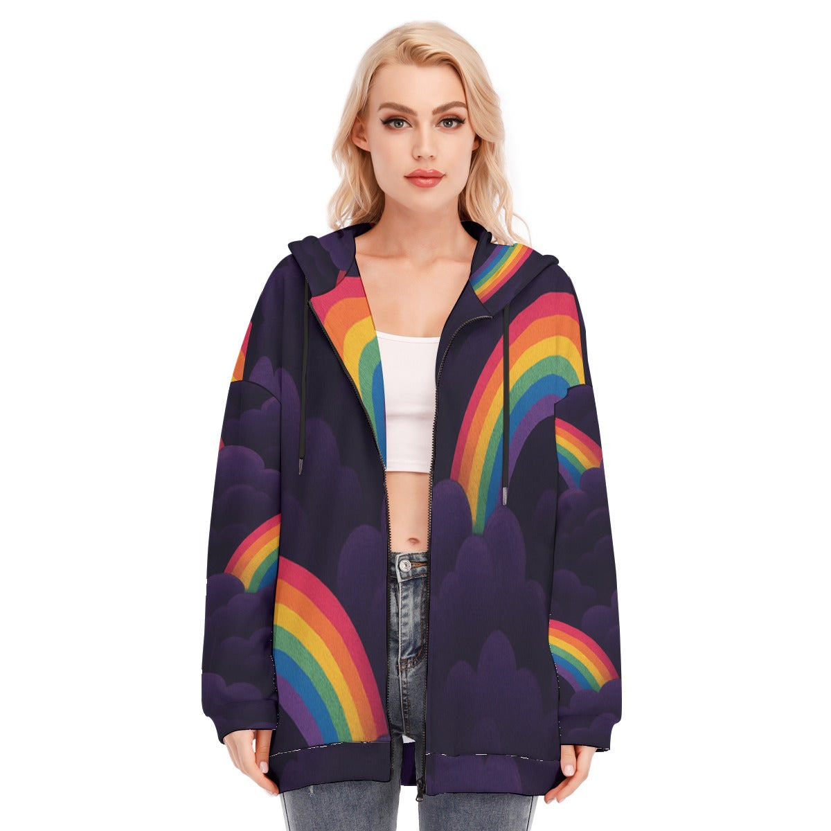 Women's Long Hoodie With Zipper Closure