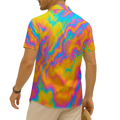 Men's Imitation Silk Short-Sleeved Shirt