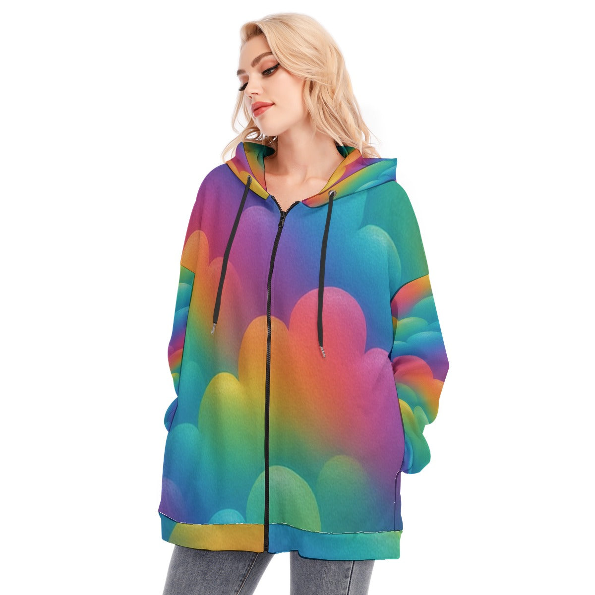 Women's Long Hoodie With Zipper Closure