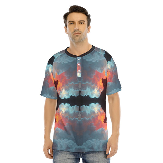 Men's Raglan Sleeve T-shirt With Button Closure
