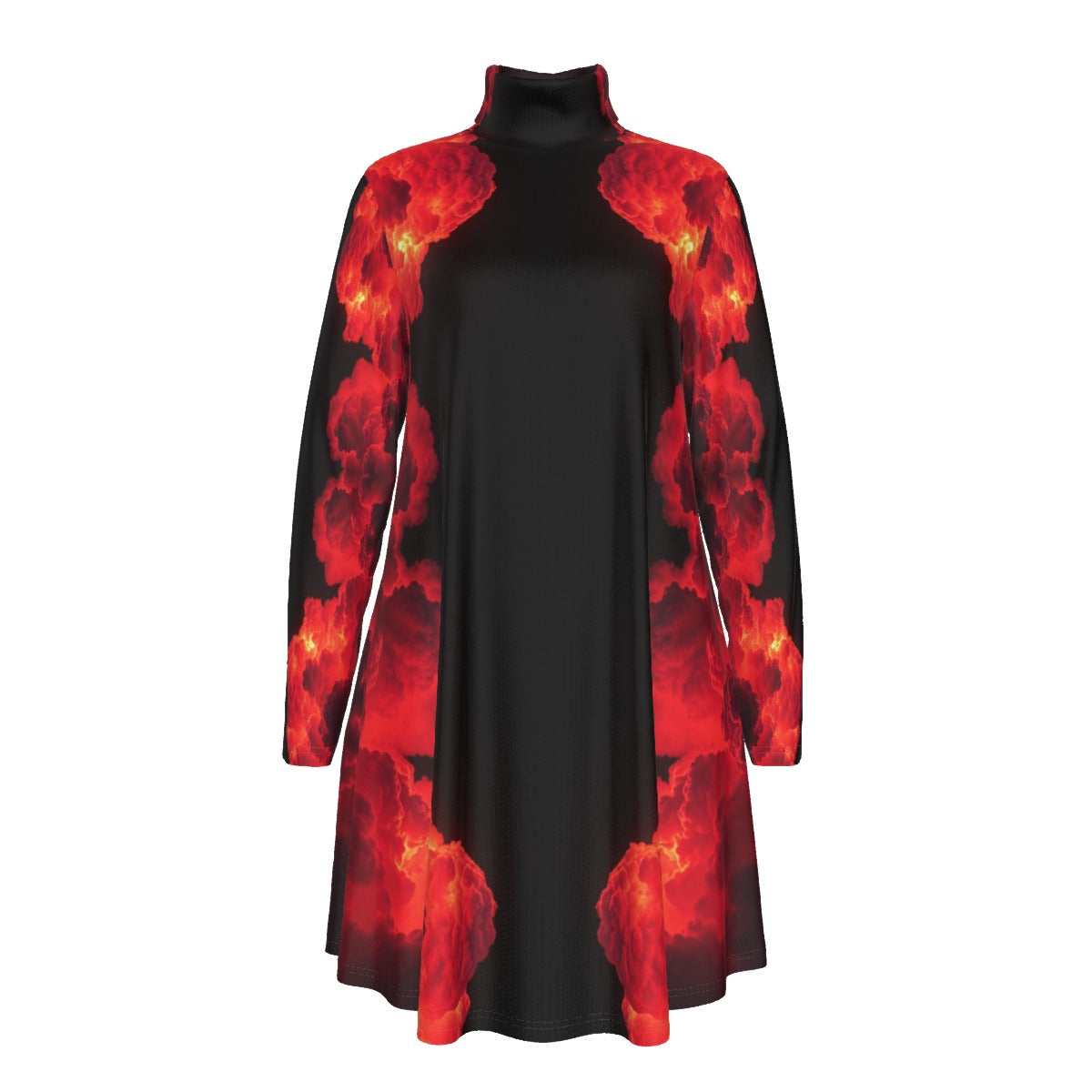 Women's High Neck Dress With Long Sleeve