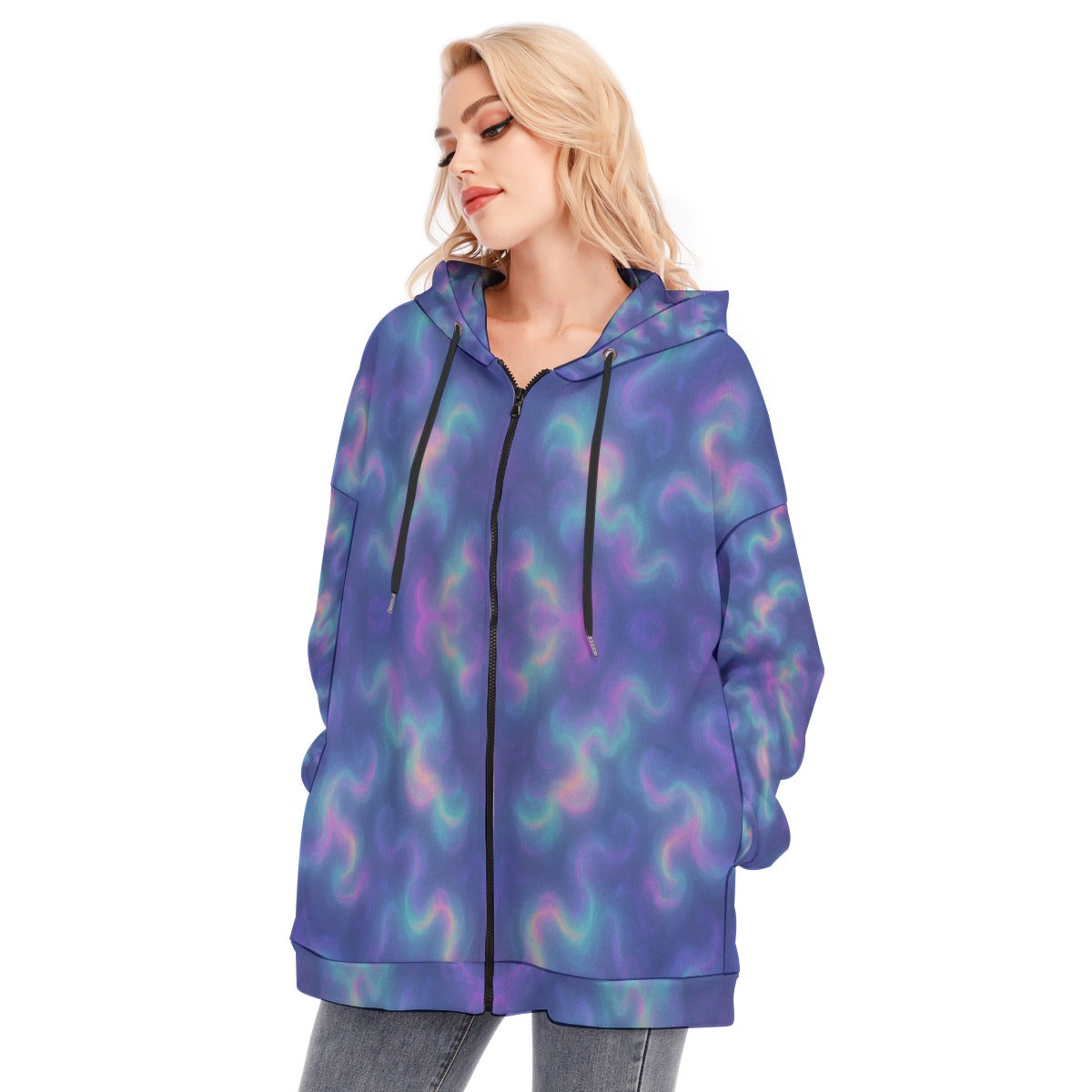 Women's Long Hoodie With Zipper Closure