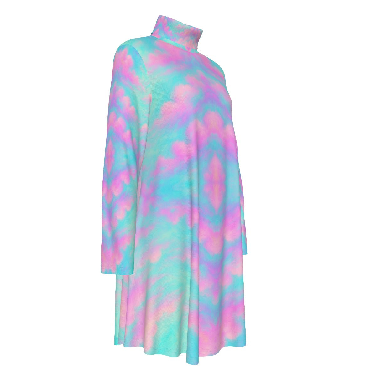 Women's High Neck Dress With Long Sleeve