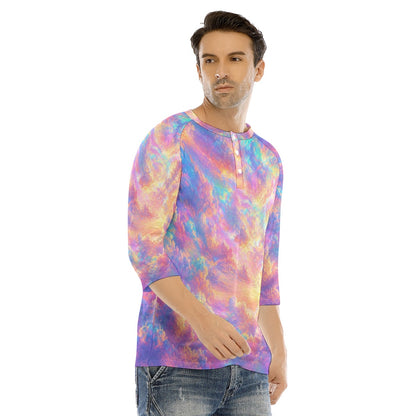 Men's Bracelet Sleeve T-shirt With Button Closure - view 2