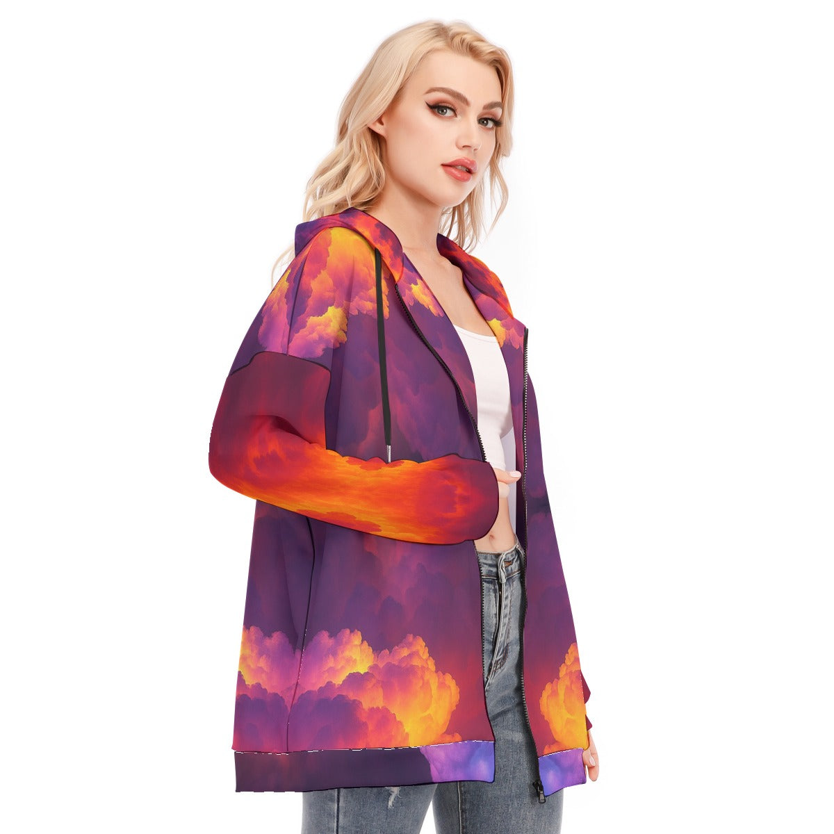 Women's Long Hoodie With Zipper Closure