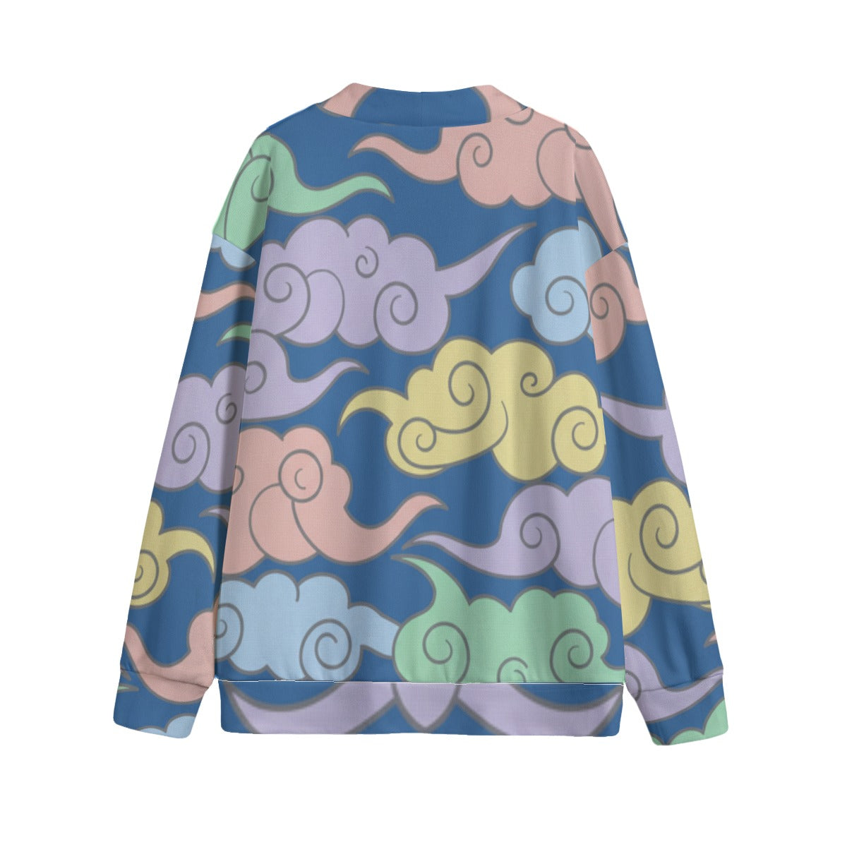 Unisex V-neck Knitted Fleece Cardigan With Button Closure
